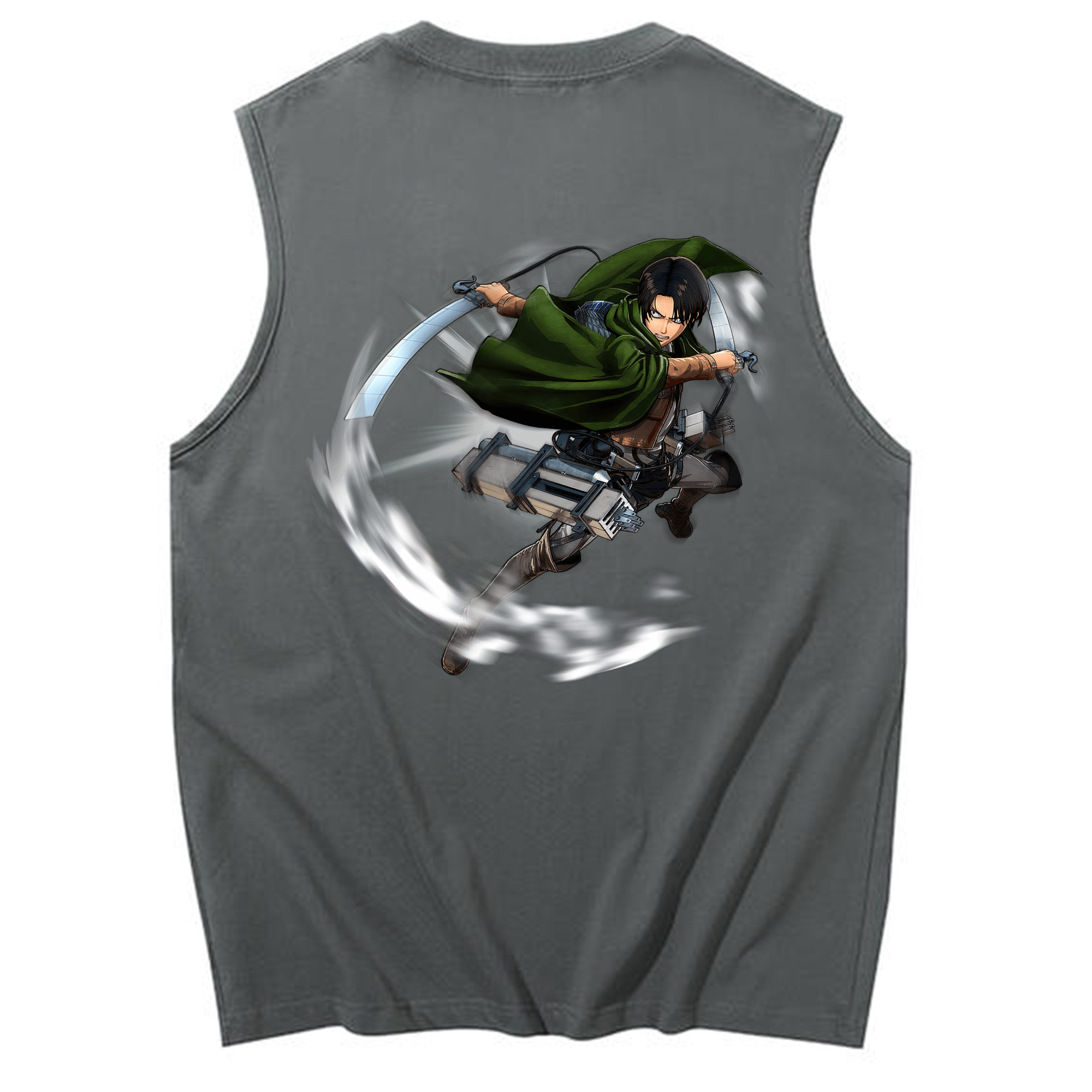 （画像用） 進撃の巨人 リヴァイ·アッカーマン Attack on Titan Levi Ackerman コットン100％タンクトップ（背面プリント）